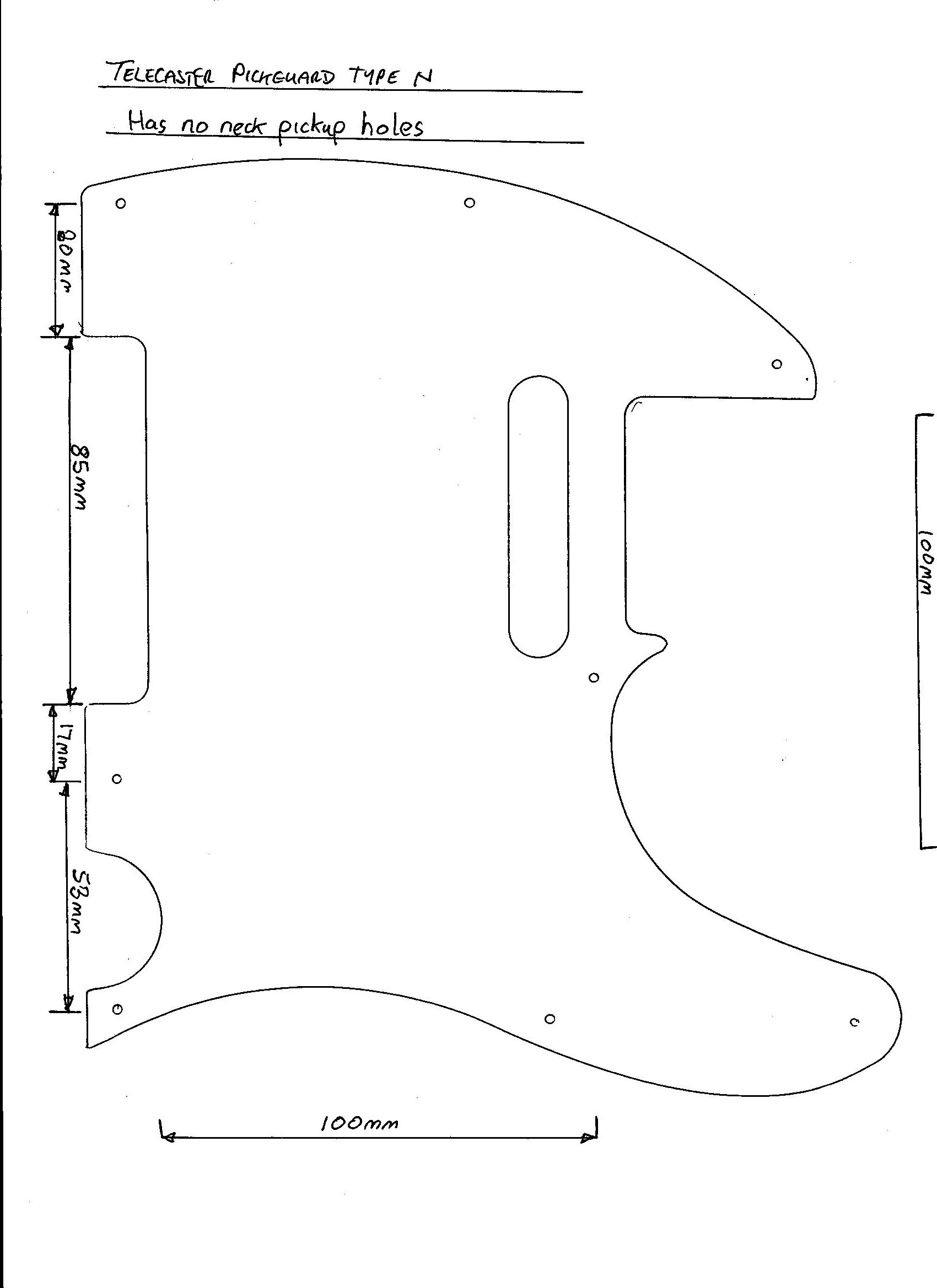 Telecaster Pickguard Template