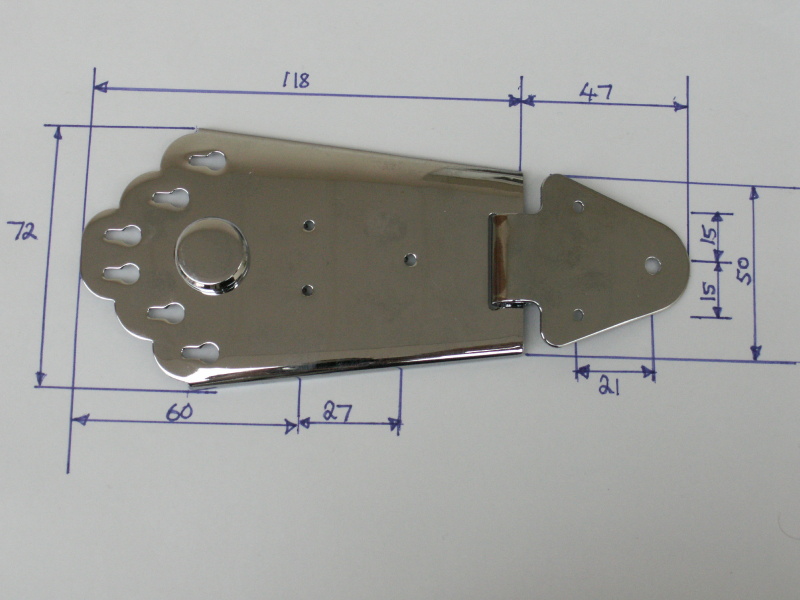 Chrome semiacoustic guitar tailpiece jazz tail piece 6 string anchor