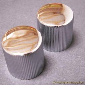 PAIR OF SILVER POTENTIOMETER KNOBS