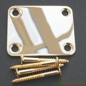 GOLD ELECTRIC GUITAR NECK PLATE AND SCREWS