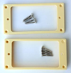 PAIR LES PAUL ELECTRIC GUITAR PICKUP SURROUNDS RINGS CREAM WITH CHROME SCREWS