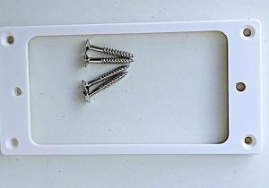 LES PAUL NECK ELECTRIC GUITAR PICKUP SURROUND RING WHITE WITH CHROME SCREWS