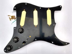 STRATOCASTER ELECTRIC GUITAR PICKGUARD FULLY LOADED BLACK WITH CREAM PICKUPS