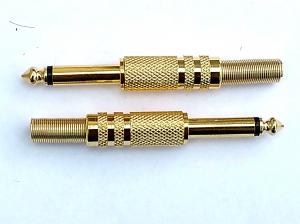 2 x GOLD MONO GUITAR 6.35MM JACK PLUG