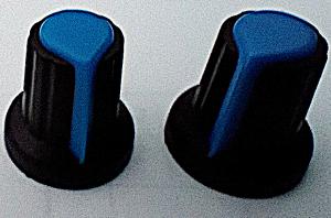 2 BLACK BLUE ABS 16MM CONTROL POTENTIOMETER KNOBS
