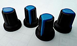 4 BLACK BLUE ABS 16MM CONTROL POTENTIOMETER KNOBS