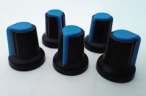 5 BLACK BLUE ABS 16MM CONTROL POTENTIOMETER KNOBS