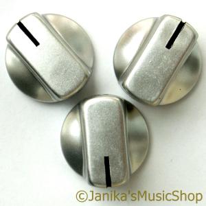 3 SILVER STOVE TYPE POTENTIOMETER OR ROTARY SWITCH KNOBS