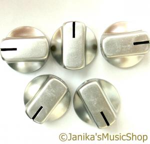 5 SILVER STOVE TYPE POTENTIOMETER OR ROTARY SWITCH KNOBS