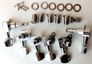 6 CHROME ELECTRIC GUITAR MACHINE HEADS INLINE