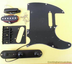 BLACK FENDER TELECASTER STYLE PICKUPS PICKGUARD SWITCH PLATE JACK