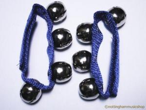 PAIR 20MM WRIST BELLS BLUE VELCRO STRAPS 4 BELLS