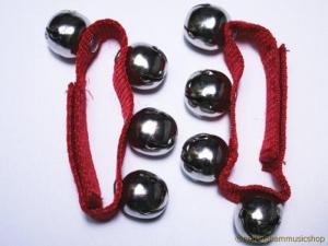 PAIR BELLS WRIST STRAPS RED VELCRO STRAPS 4 BELLS