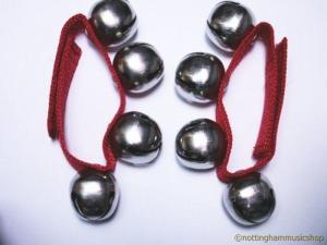 PAIR OF 25MM WRIST BELLS STRAPS RED MORRIS DANCE BELLS